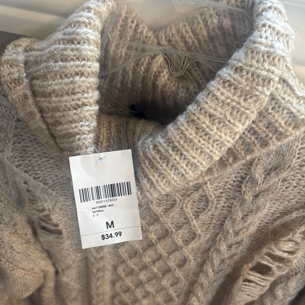 Forever 21 Gray Cowl Neck Sweater with Cable Knit Design - Picture 2 of 5